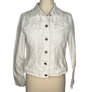 MERONA White Light Wash Denim 100% Cotton Jean Jacket Women Small Classic Basic